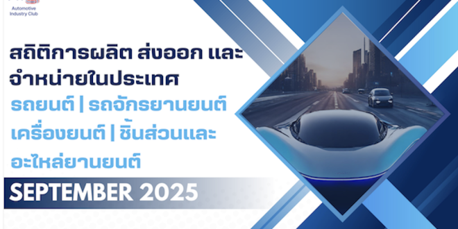 ยอดการผลิตและส่งออกรถยนต์ รถจักรยานยนต์ และชิ้นส่วนยานยนต์ เดือนกันยายน 2568