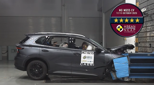 NEW MG S5 EV ผ่านการทดสอบความปลอดภัยระดับสูงสุด 5 ดาวจาก ASEAN NCAP