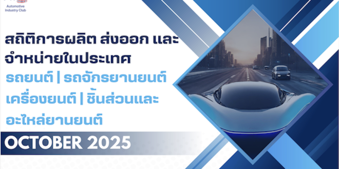 สรุปสถิติการผลิต จำหน่าย และส่งออกอุตสาหกรรมยานยนต์ไทย เดือนตุลาคม 2568 โดย FTI Automotive Industry Club