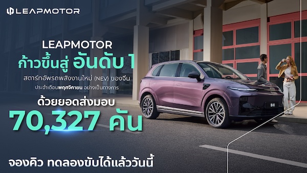 Leapmotor ทำสถิติยอดส่งมอบ 70,327 คันในเดือนพฤศจิกายน ภาพประชาสัมพันธ์ Leapmotor ประกาศยอดส่งมอบรถเดือนพฤศจิกายน 70,327 คัน ขึ้นอันดับ 1 สตาร์ทอัพรถพลังงานใหม่ (NEV) ของจีน พร้อมภาพรถรุ่น B10