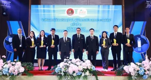 ภาพหมู่ผู้แทนสถานประกอบกิจการต้นแบบที่ได้รับรางวัล Total Worker Health ประจำปี 2568 จากกรมสวัสดิการและคุ้มครองแรงงาน