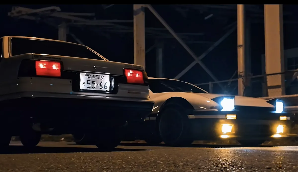 GR 86 Neo86 คู่ตำนาน AE86 กลางคืน Toyota GR 86 Neo86 จอดคู่ AE86 กลางคืน พร้อมไฟ Pop-Up