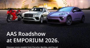 โปสเตอร์ AAS Roadshow at Emporium 2026 รวม Porsche Bentley และ Ducati ที่ Emporium