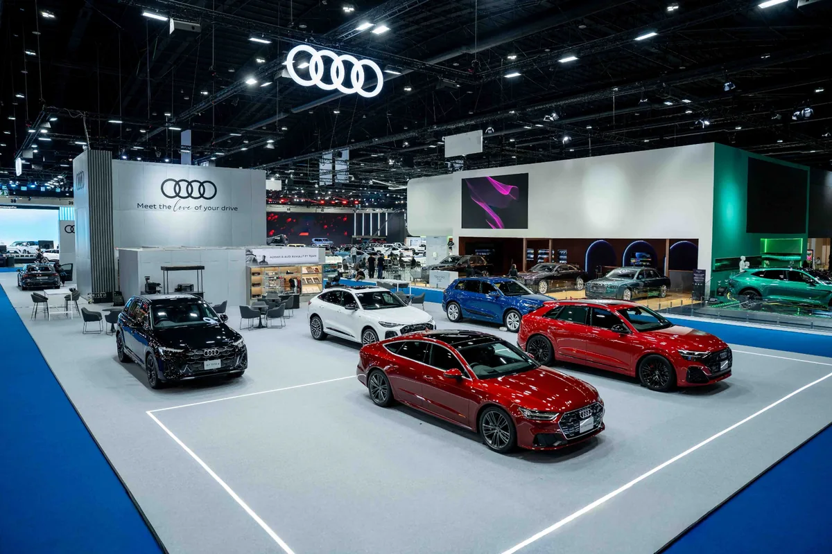 ภาพรวมบูธ Audi ในงาน Motor Show 2026 ภาพรวมบูธ Audi ในงาน Motor Show 2026 พร้อมรถยนต์หลายรุ่นจัดแสดง
