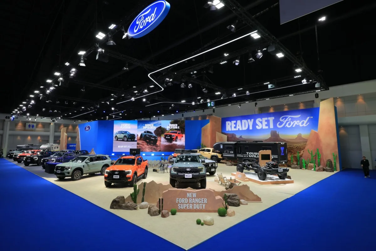 บูธ Ford ในงาน Motor Show 2026 บูธ Ford ในงาน Motor Show 2026 จัดแสดง Ranger Super Duty, Ranger Wildtrak-X และ Everest รุ่นใหม่
