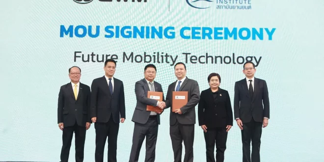 ผู้บริหาร GWM และสถาบันยานยนต์ถ่ายภาพร่วมกันหลังพิธีลงนาม MOU ด้าน Future Mobility Technology
