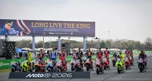 นักแข่ง MotoGP 2026 พร้อมรถแข่งบนกริดสตาร์ทที่สนาม Chang International Circuit บุรีรัมย์