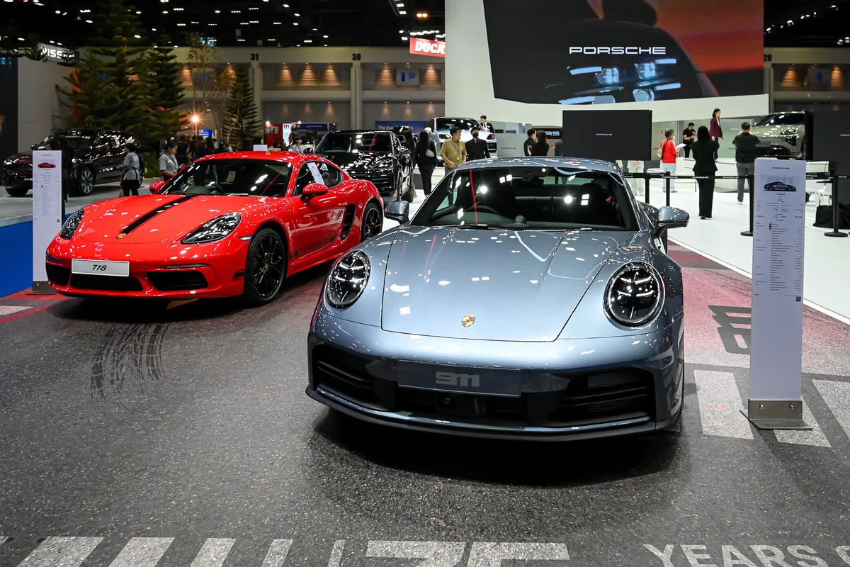 โซนจัดแสดง Porsche 911 และ Porsche 718 ในงาน Motor Show 2026 Porsche 911 และ Porsche 718 จัดแสดงภายในบูธ Porsche ในงาน Motor Show 2026