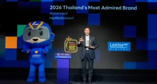 ผู้บริหารลามิน่ารับรางวัล 2026 Thailand’s Most Admired Brand ในหมวดฟิล์มติดรถยนต์ พร้อมมาสคอต Lamina Digita
