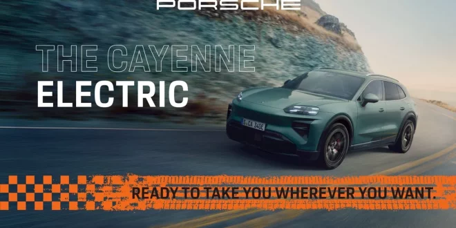 Porsche The New Cayenne Electric ระหว่างการขับขี่บนถนน