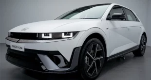 The new 2026 IONIQ 5 N Line ภาพมุมหน้าด้านข้างโชว์ดีไซน์ตัวถังและล้ออัลลอย