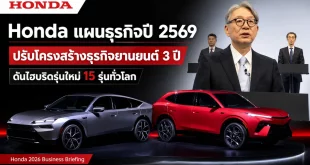 Honda แผนธุรกิจปี 2569 ปรับโครงสร้างธุรกิจยานยนต์ 3 ปี ดันไฮบริดรุ่นใหม่ 15 รุ่นทั่วโลก