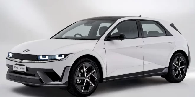 Hyundai IONIQ 5 N Line 2026 สีขาว Optic White มุมด้านหน้าเฉียง