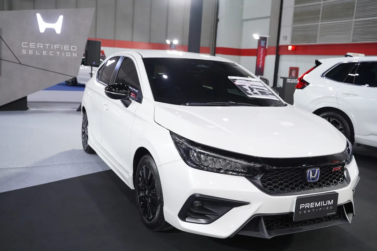 Honda City RS Premium Certified ในงาน FAST Auto Show 2026 Honda City RS สีขาว ในโซน Honda Certified Selection ที่งาน FAST Auto Show 2026