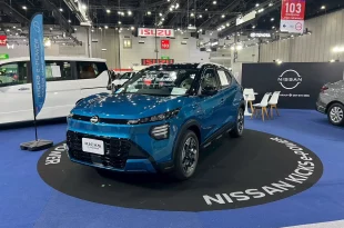 Nissan Kicks e-POWER 2026 สีฟ้า มุมด้านหน้าสามส่วน ในงาน FAST Auto Show 2026