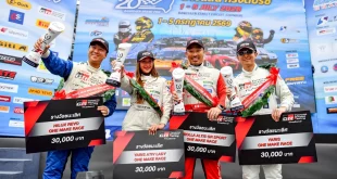 นักแข่งแชมป์ One Make Race Toyota Gazoo Racing Thailand 2026 พร้อมถ้วยรางวัลและป้ายรางวัล