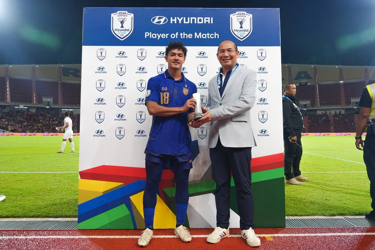 รางวัล Player of the Match นักเตะทีมชาติไทยรับรางวัล Player of the Match หน้าแบ็กดรอป Hyundai และ ASEAN Hyundai Cup 2026
