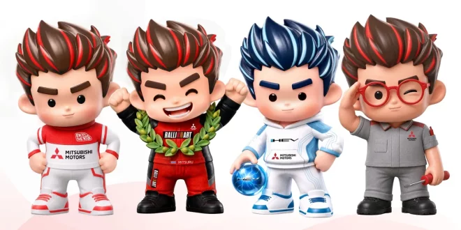 ตัวละครมิตซูรุ 4 คาแรกเตอร์ของ Mitsubishi Motors Thailand ได้แก่ Master, Motorsport, HEV และ AFS