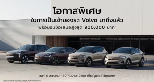 คีย์วิชวลโปรโมชั่นวอลโว่ แสดงรถ Volvo 4 คัน พร้อมข้อความข้อเสนอสูงสุด 900,000 บาท และช่วงวันที่ 11 สิงหาคม–30 กันยายน 2569