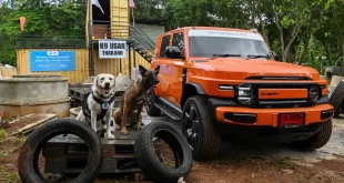 Chery V23 จอดร่วมกับสุนัข K9 สองตัวในพื้นที่ K9 USAR Thailand