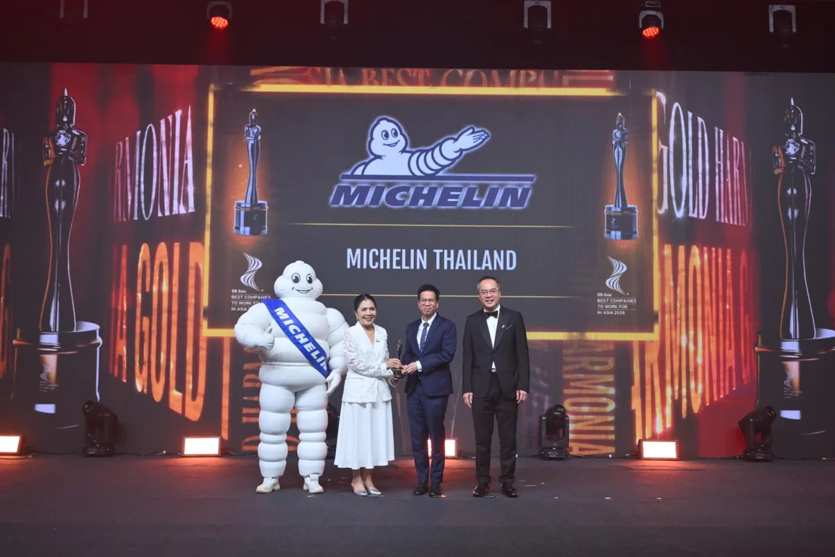 มิชลิน ประเทศไทย บนเวที HR Asia Awards 2026 ผู้แทนมิชลิน ประเทศไทย รับรางวัลบนเวที HR Asia Awards 2026 พร้อมมาสคอตมิชลิน