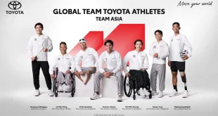 นักกีฬาทีมโตโยต้าระดับโลก Team Asia 7 คนในภาพกลุ่ม Global Team Toyota Athletes